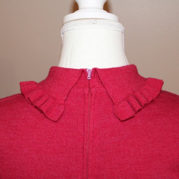 VTG 1960's Ciao Petites 100% Pure Wool Pink Ruffle Collar and Cuffs Lined, sz 10 - Picture 8 of 16